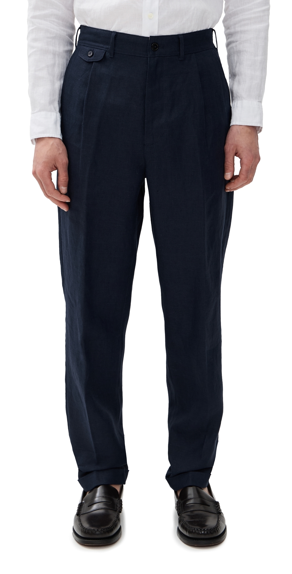 Alex Mill Standard Pleated Pants In Linen Navy