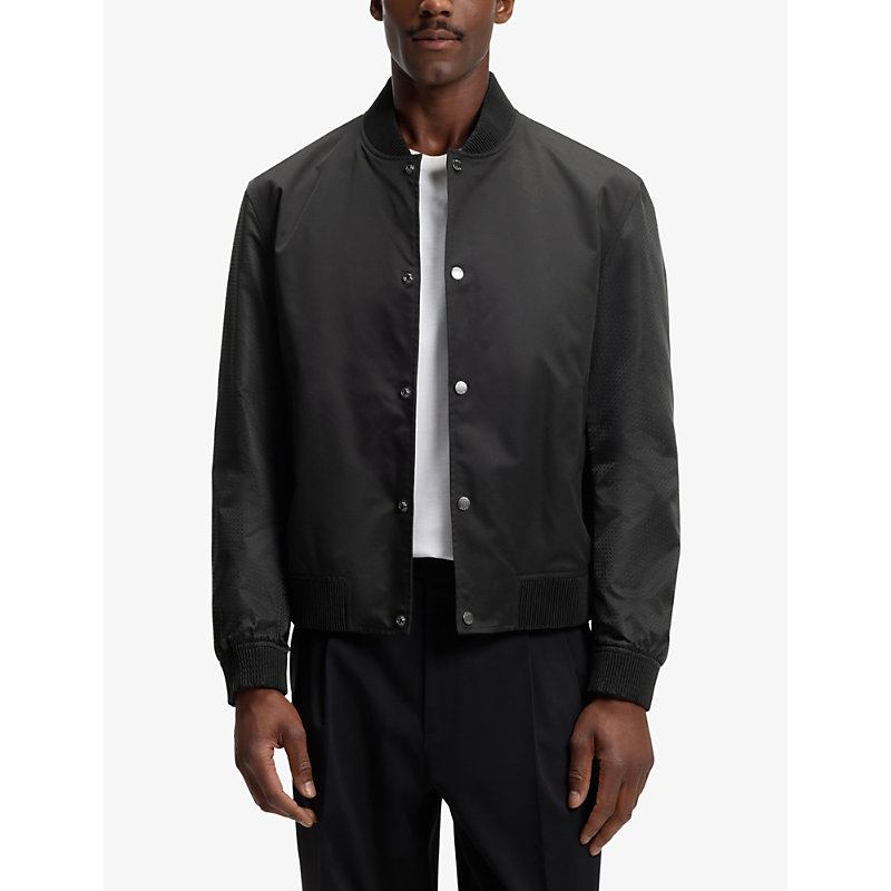 Mens Baseball-Collar Press-Stud Woven Jacket