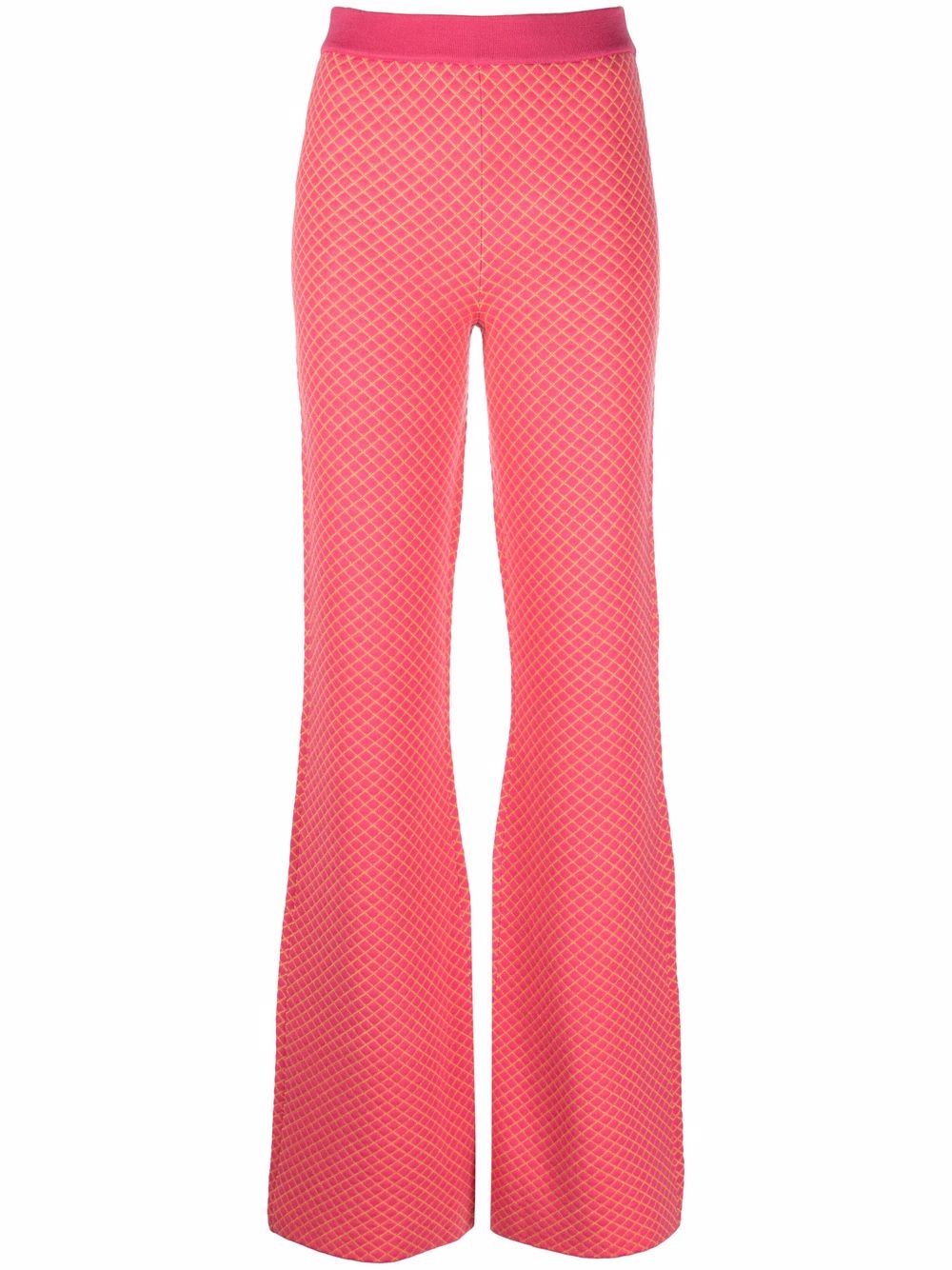 Flared jacquard-knit trousers - Pink
