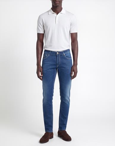 Man Jeans Blue Size 34 Cotton, Elastomultiester, Elastane