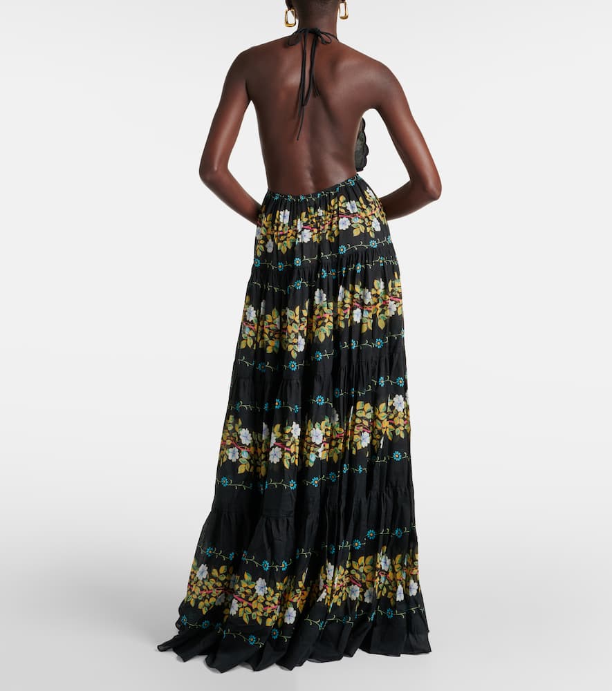 Floral tiered cotton gown