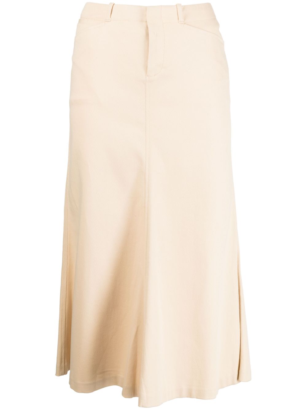Low-rise cotton midi skirt - Brown