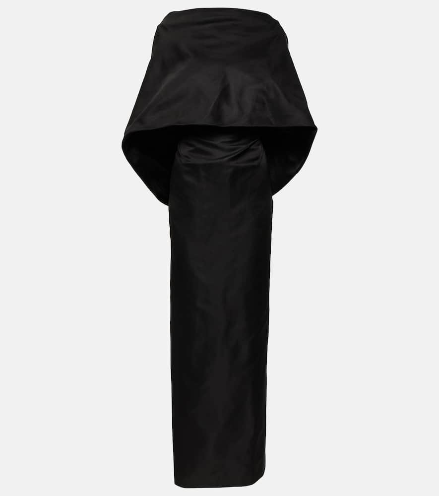 Caped silk midi dress