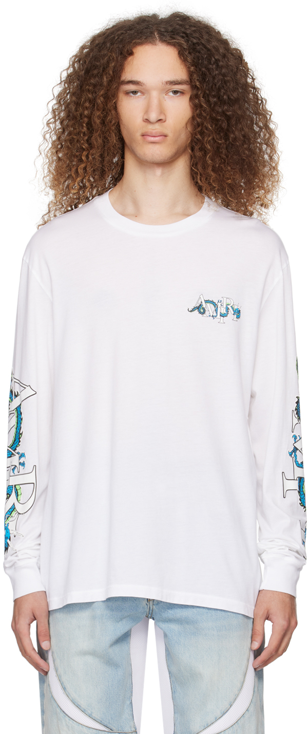 AMIRI White CNY Dragon Long Sleeve T-Shirt