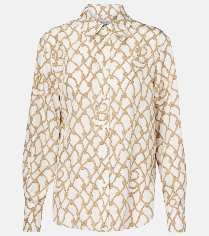 Printed silk poplin shirt