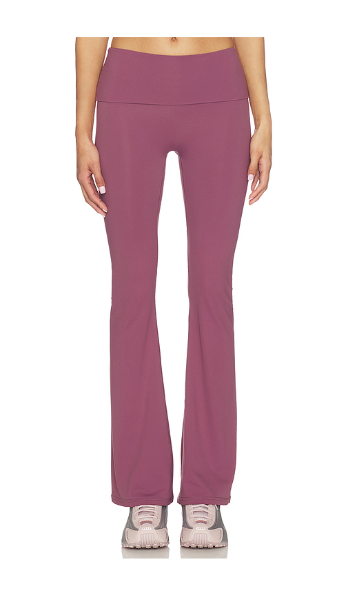 Astoria Foldover Flare Legging in Mauve. L. Also in M, S