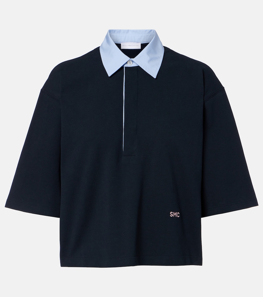 Cropped cotton piqué polo shirt