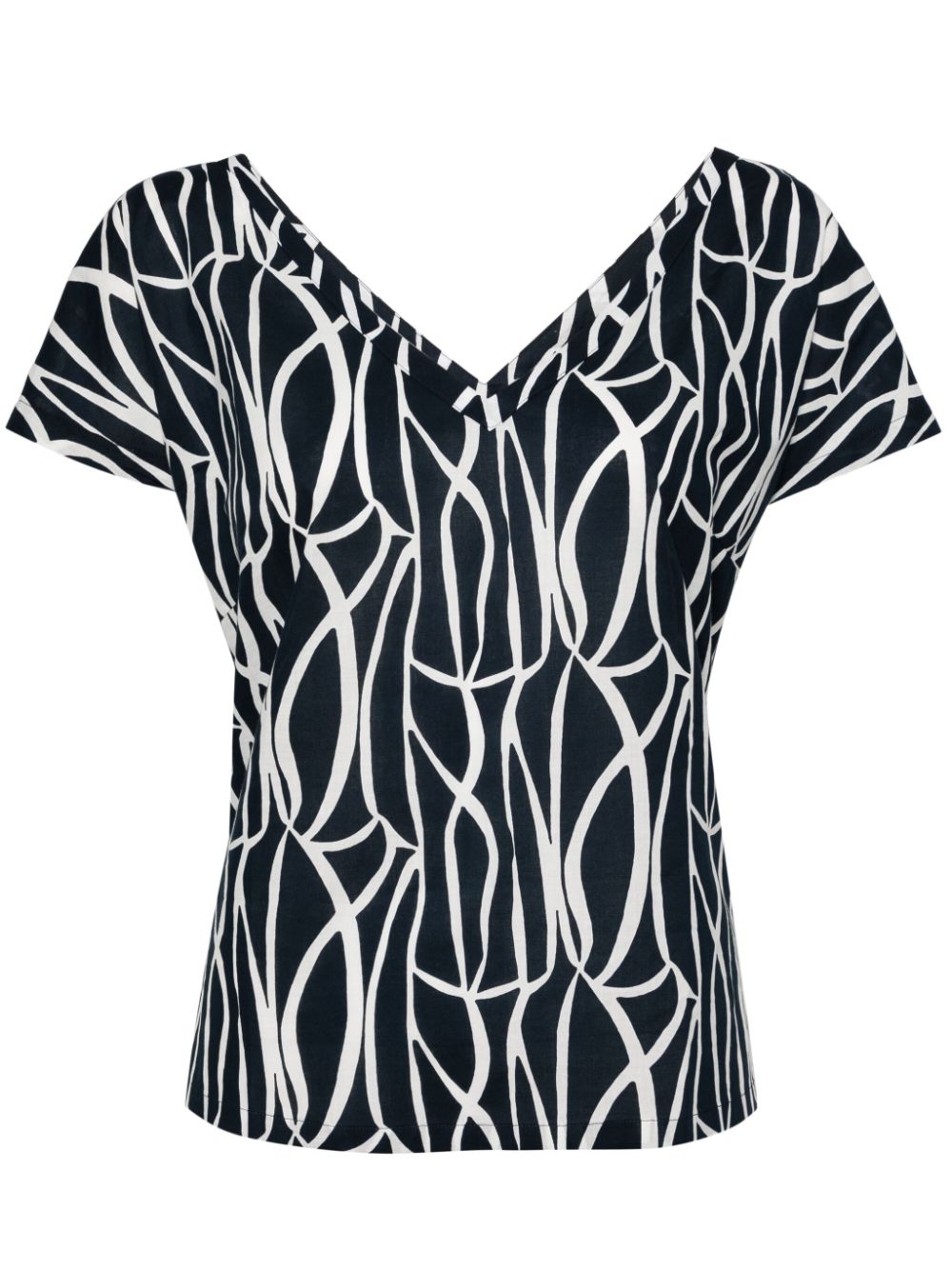 Cotton v neck top - Blue