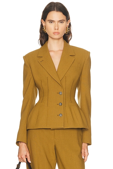 Jean Paul Gaultier Tailoring Wool Basque Jacket in Olive Green - Olive. 40 also in