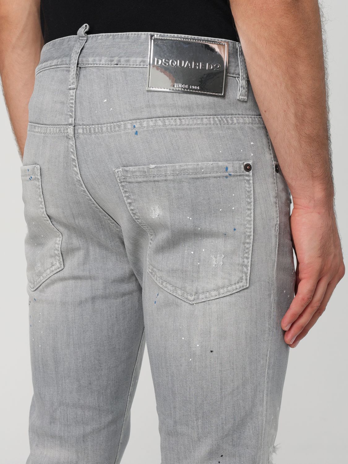 Distressed washed-denim jeans - Grey