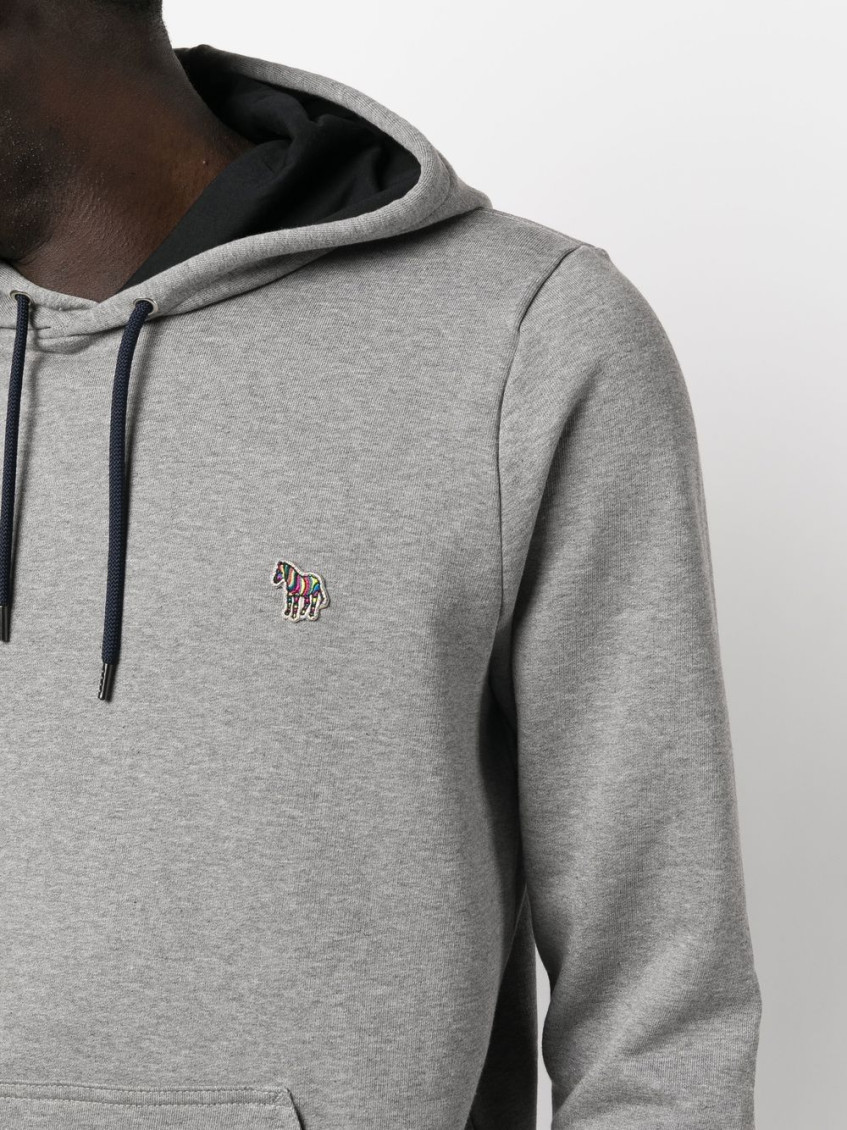 Grey Zebra logo cotton hoodie