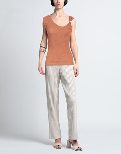Woman Top Camel Size L Polyester, Elastane