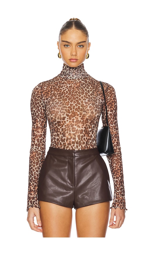 NBD Mira Sheer Bodysuit in Brown. -  XL also in L, M, S