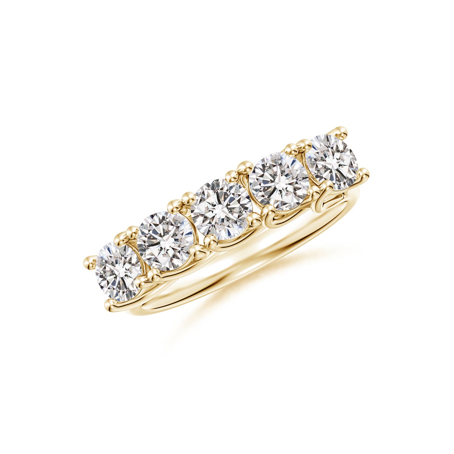 Angara 1.5 Carats Half Eternity Five Stone Diamond Wedding Band in 14K Yellow Gold