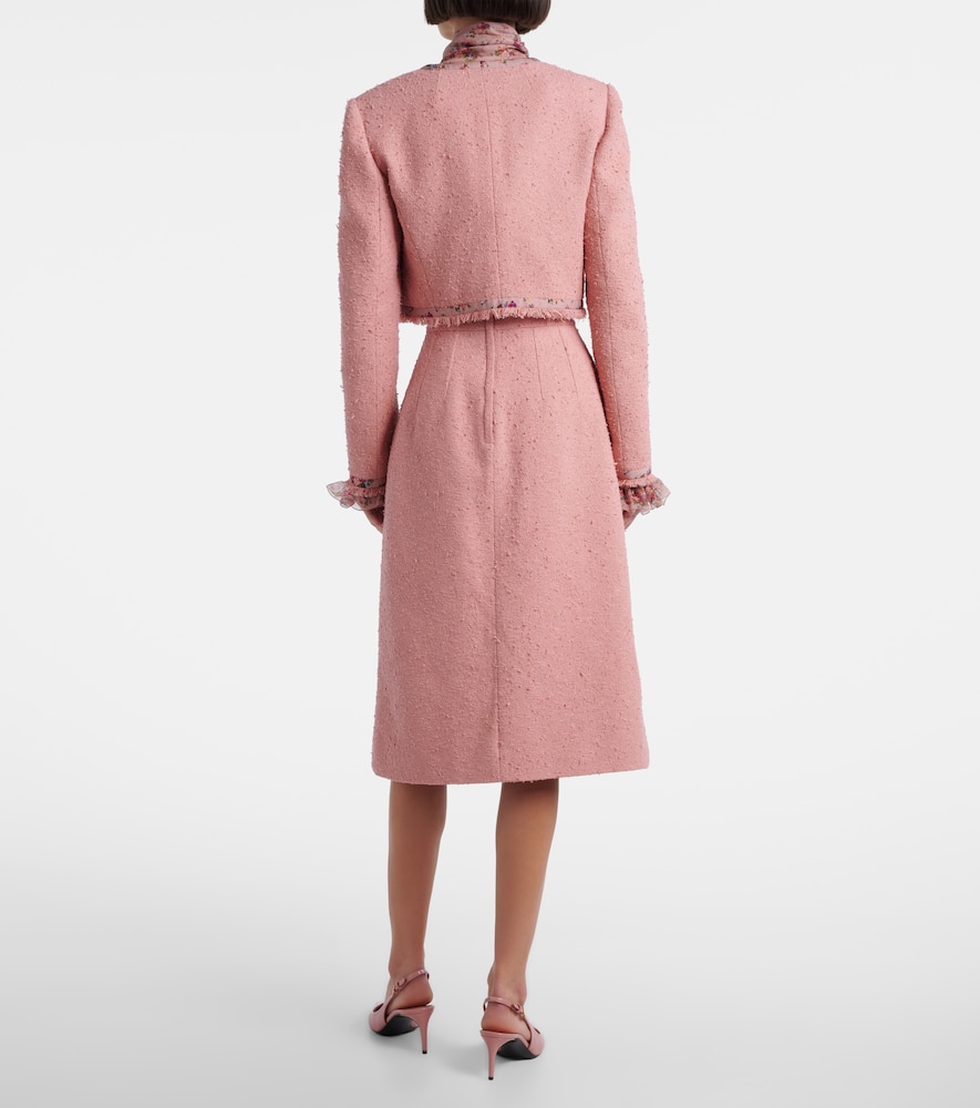 Cotton-blend midi skirt