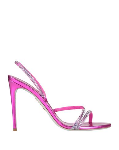 Rene' Caovilla Woman Sandals Fuchsia Size 5 Textile fibers