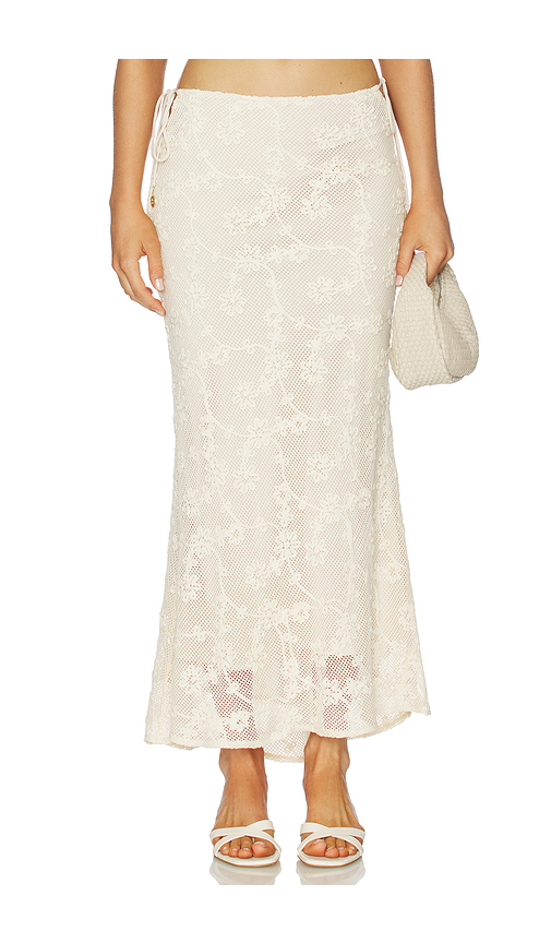 Kulani Kinis Lace Side Tie Maxi Skirt in Ivory. Größe L. Also in M, S