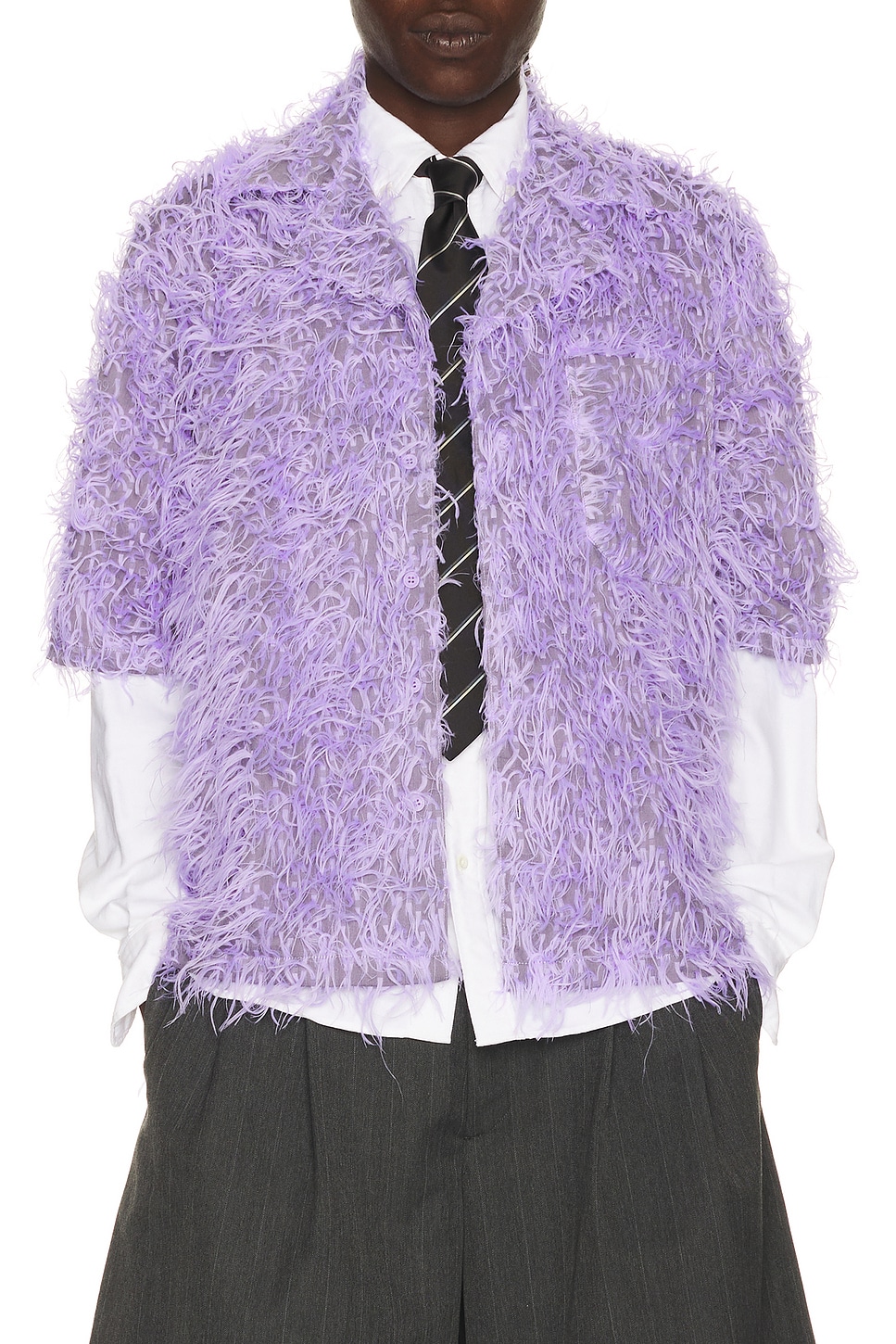 Charles Jeffrey LOVERBOY Shaggy Hawaiian Shirt in Lilac - Lavender. M also in XL/1X