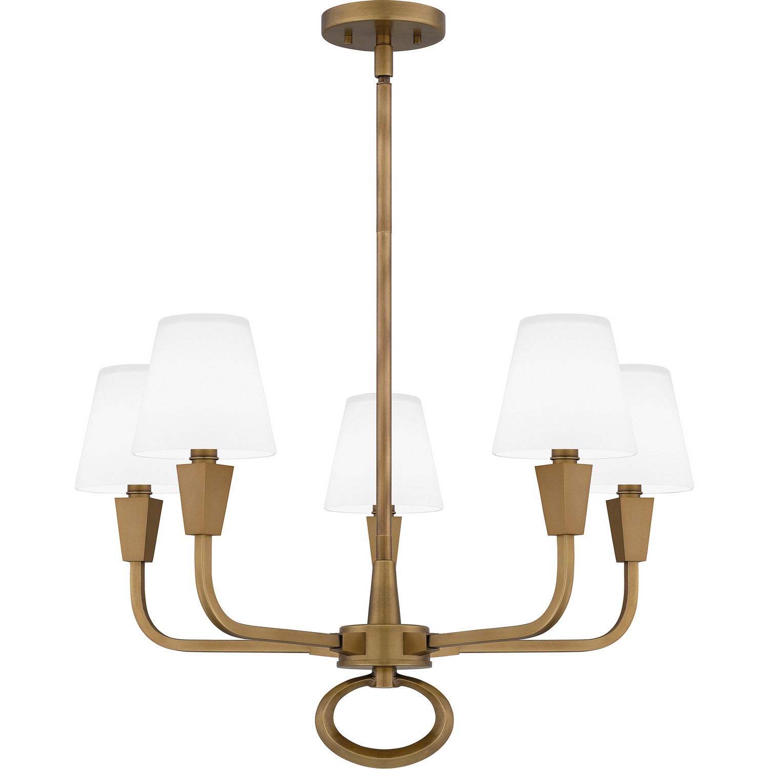 Weathered Brass Five Light Chandelier from the Mallory Collection