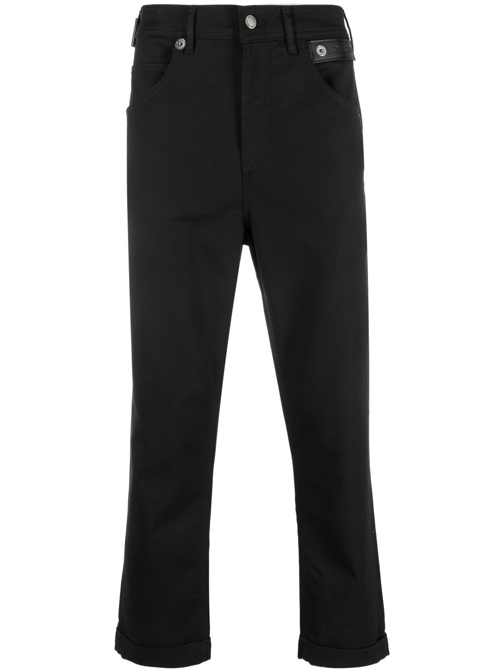 Logo-patch cropped kick-flare trousers - Black