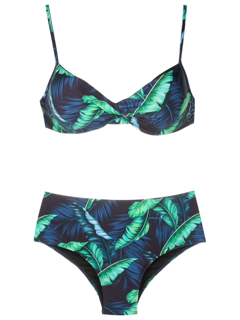 Verônica leaf-print bikini - Blue