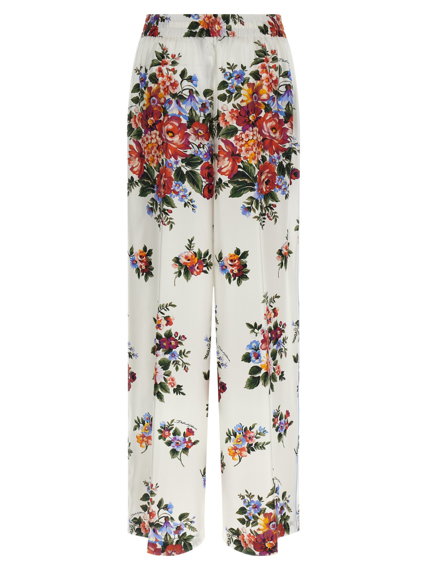 Flower Print Silk Trousers