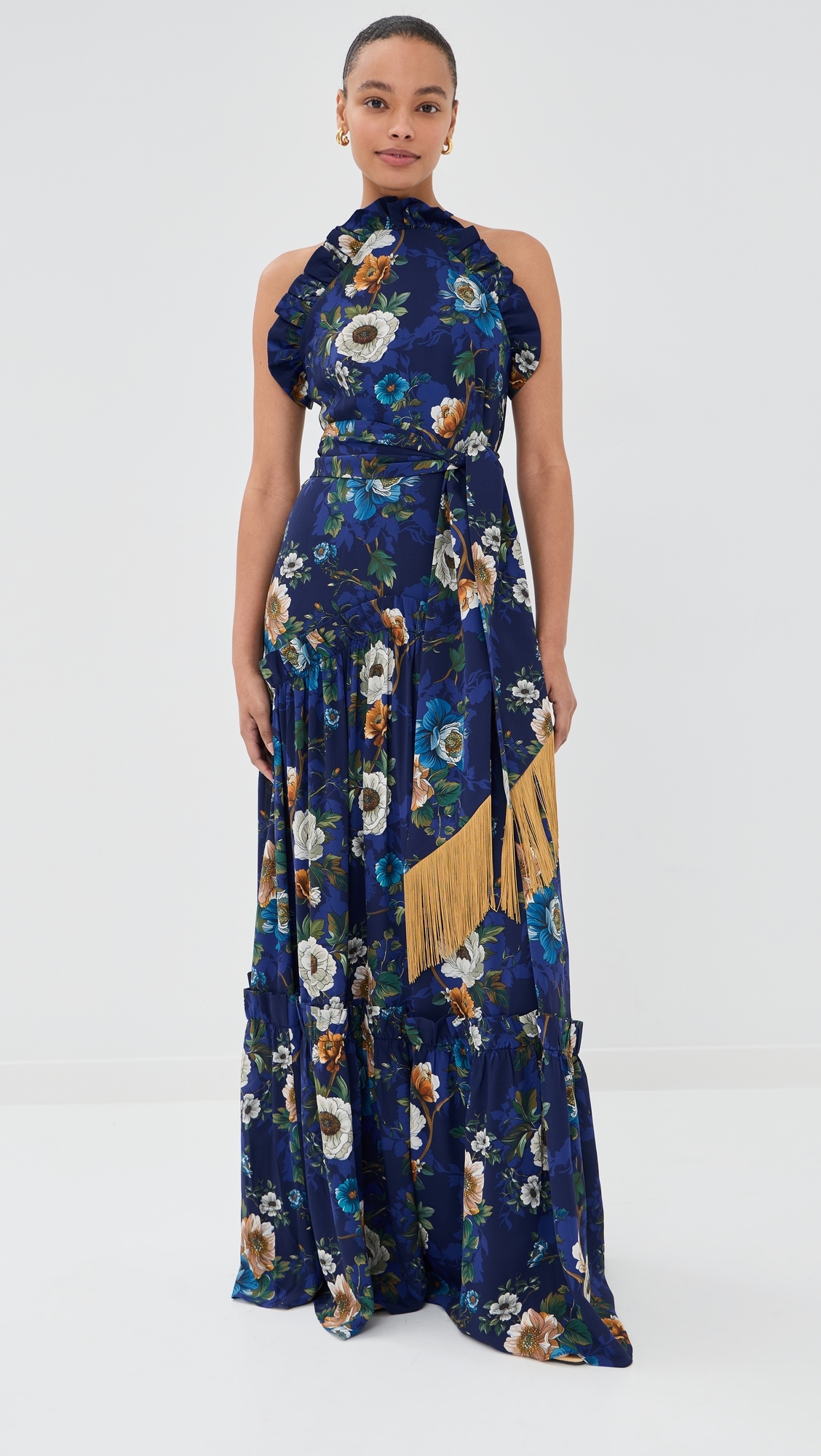 Tatiana Crepe Satin Dress Magical Blossom Navy