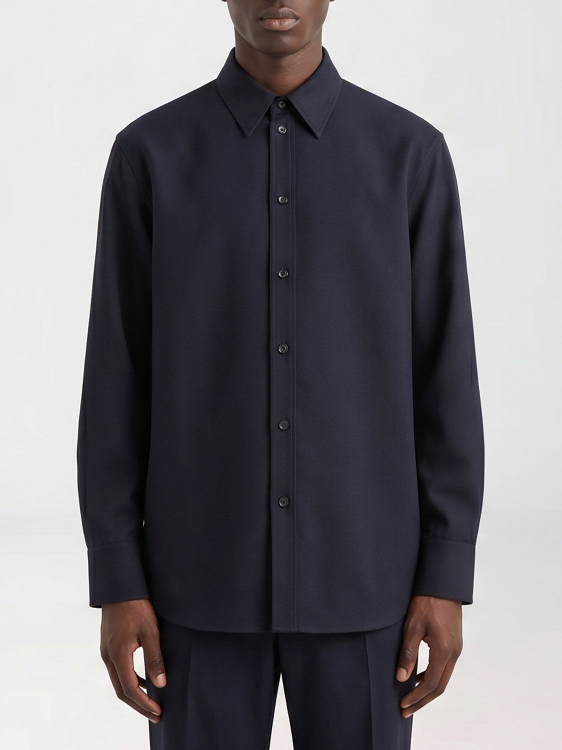Long-sleeved wool shirt - Blue