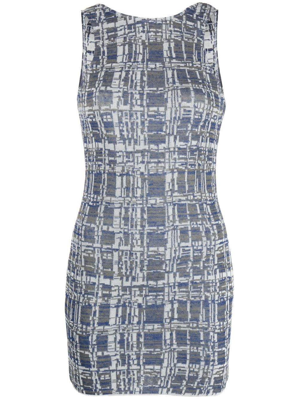 Sleeveless knitted minidress - Blue