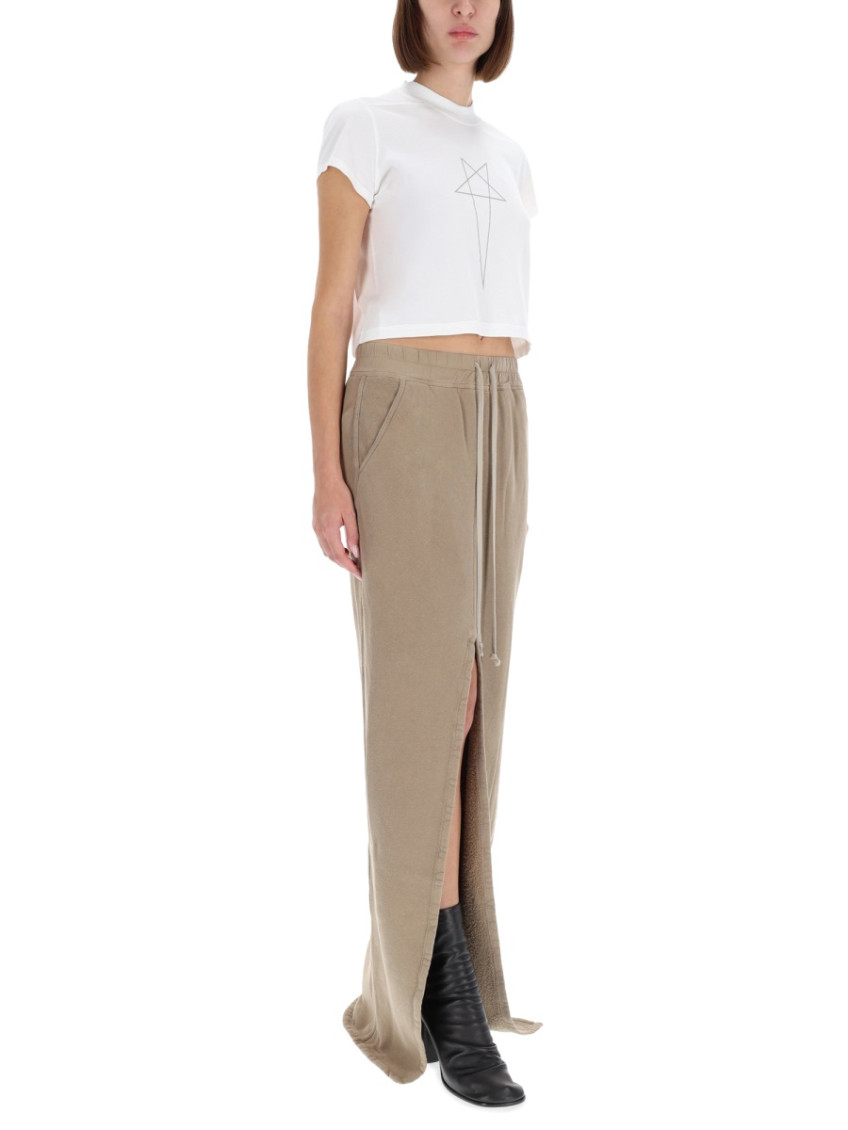 Beige Solid Maxi Skirt