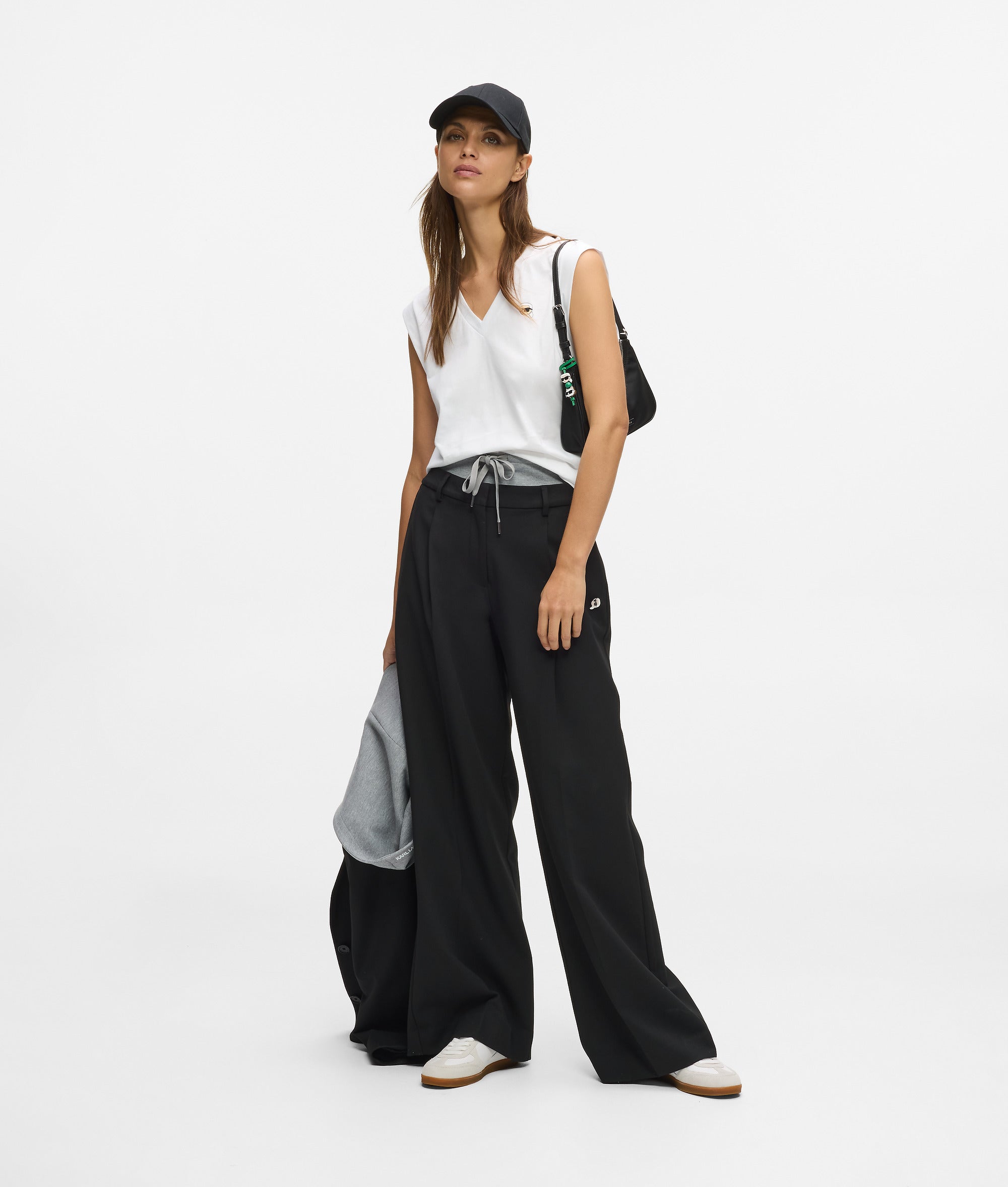 Karl Lagerfeld - Ikon Tanktop Mit V-ausschnitt, Damen, Weiss, Größe