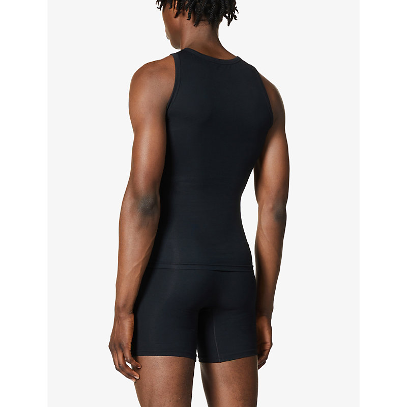 Mens Black Sculpt Regular-fit Stretch-cotton Tank top 
