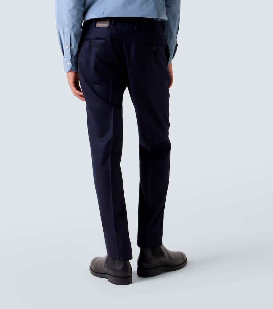 Virgin wool flannel slim pants