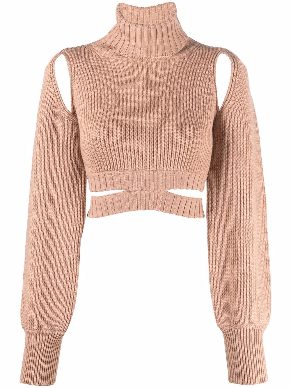 Ribbed-knit roll-neck jumper - Pink
