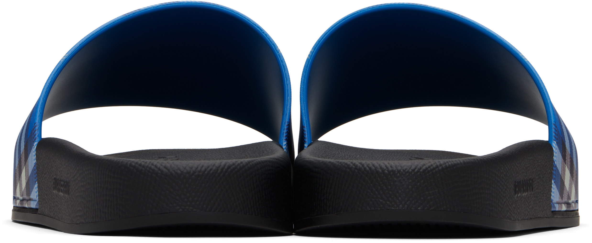 Blue & Black Check Pool Slides