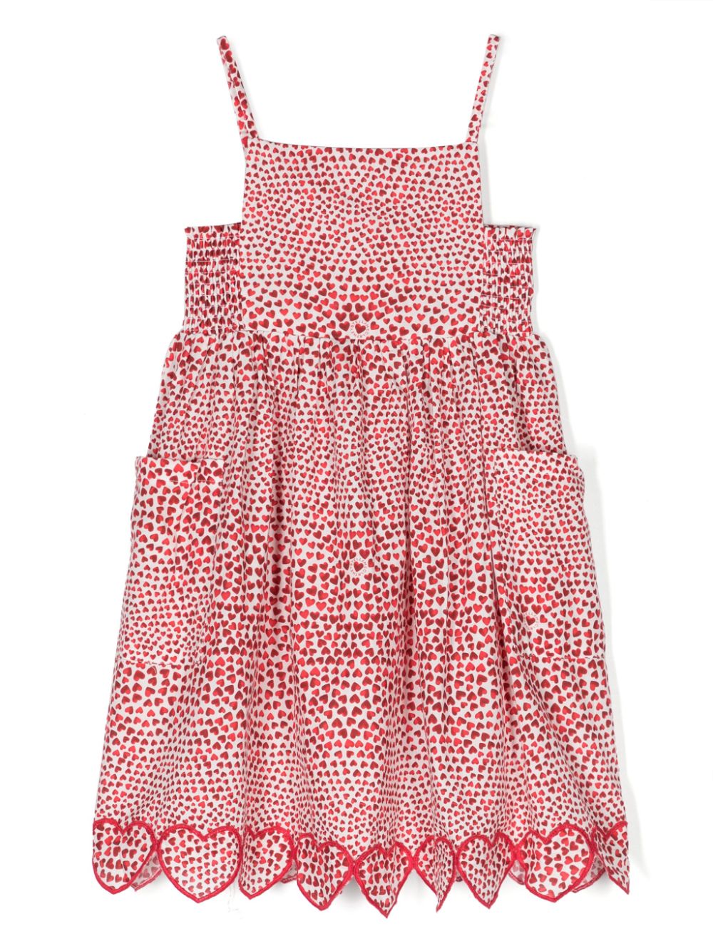 Heart-print cotton midi dress - Red