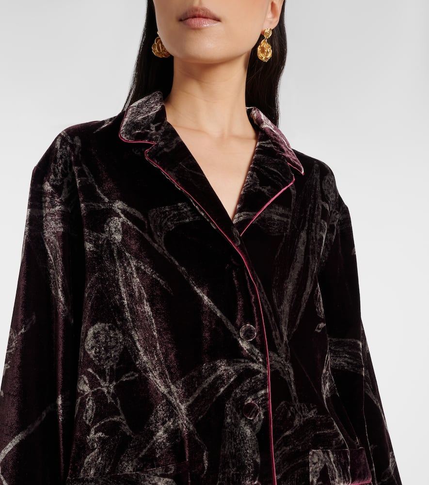 Floral satin pajama shirt
