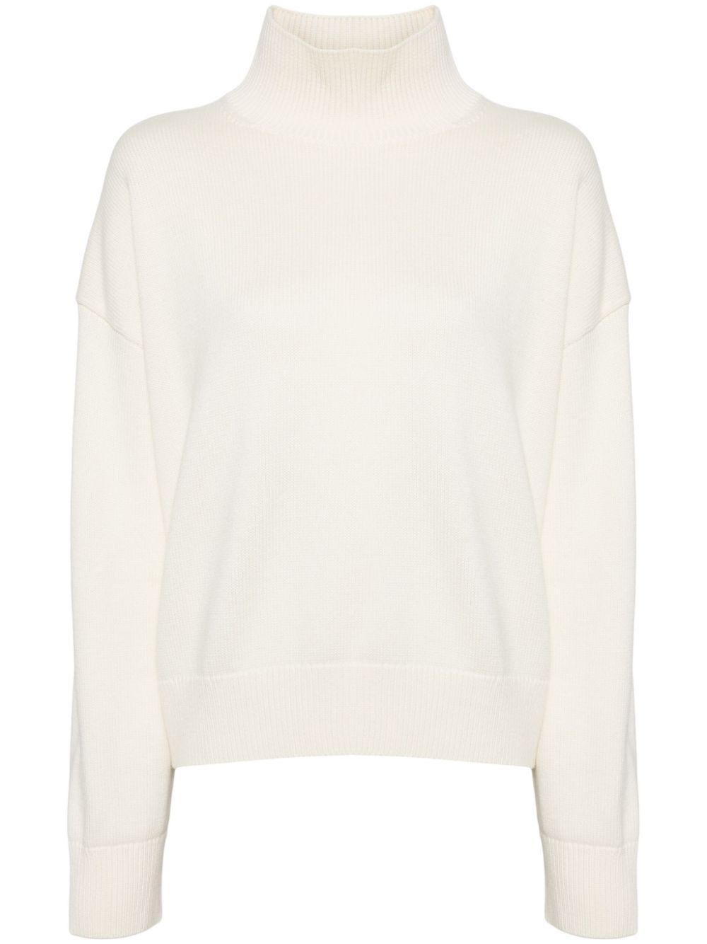 Roll-neck knitted jumper - White
