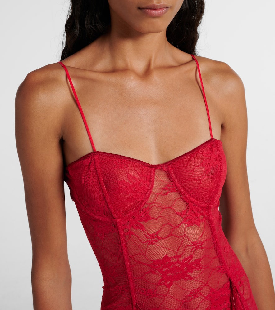 Oséree Ruffled lace bustier dress