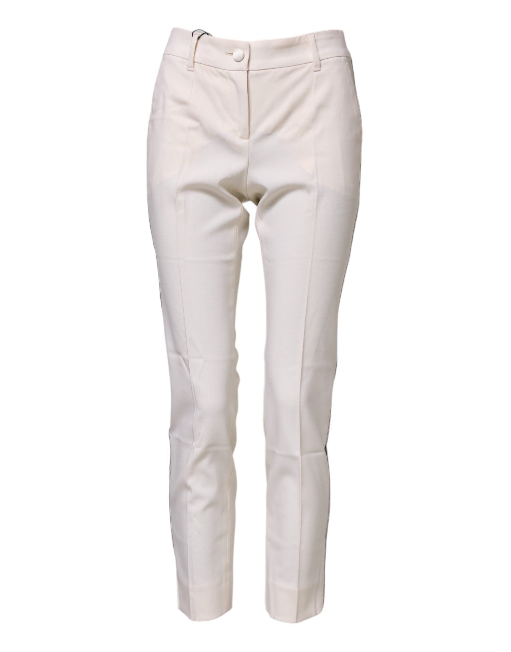 Virgin Wool Tapered High Waist Trousers — White
