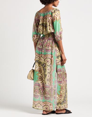Woman Maxi dress Light green Size 6 Cotton, Silk