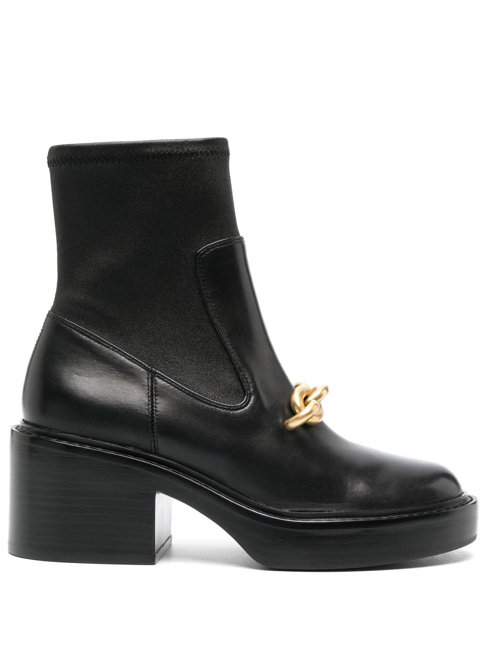 75mm chain-link detailing leather boots - Black