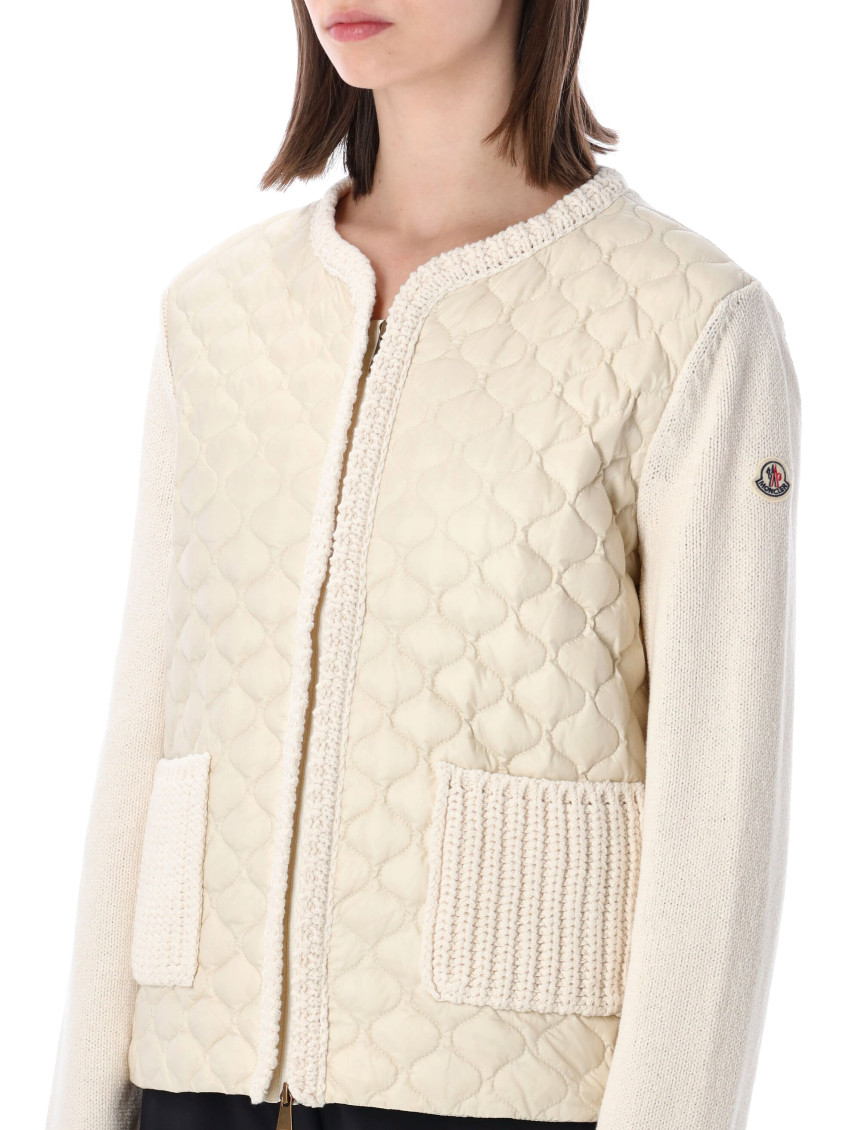 Geometric-quilted Padded Cardigan