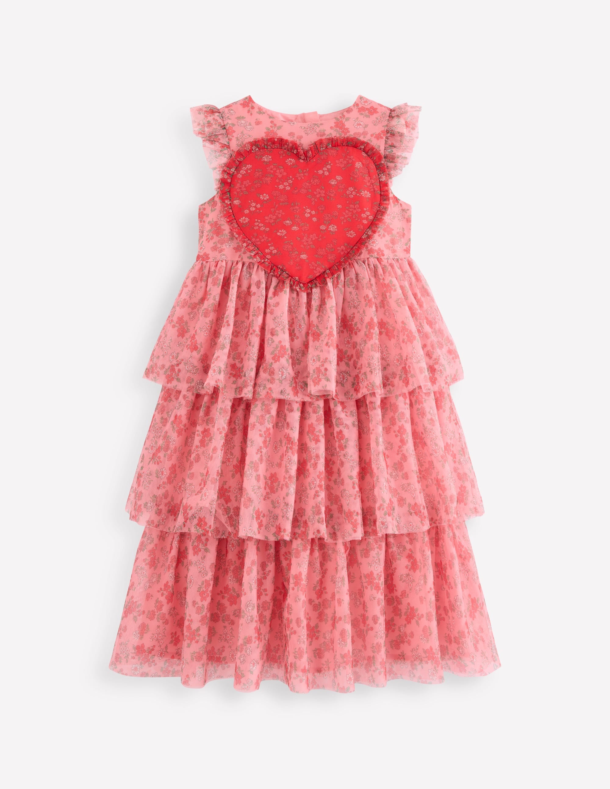 Girls Heart Tulle Dress in Pink | Size 2-3 Years