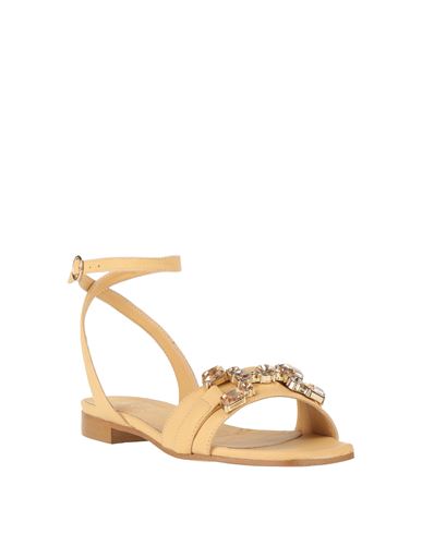 Woman Sandals Beige Size 7 Leather