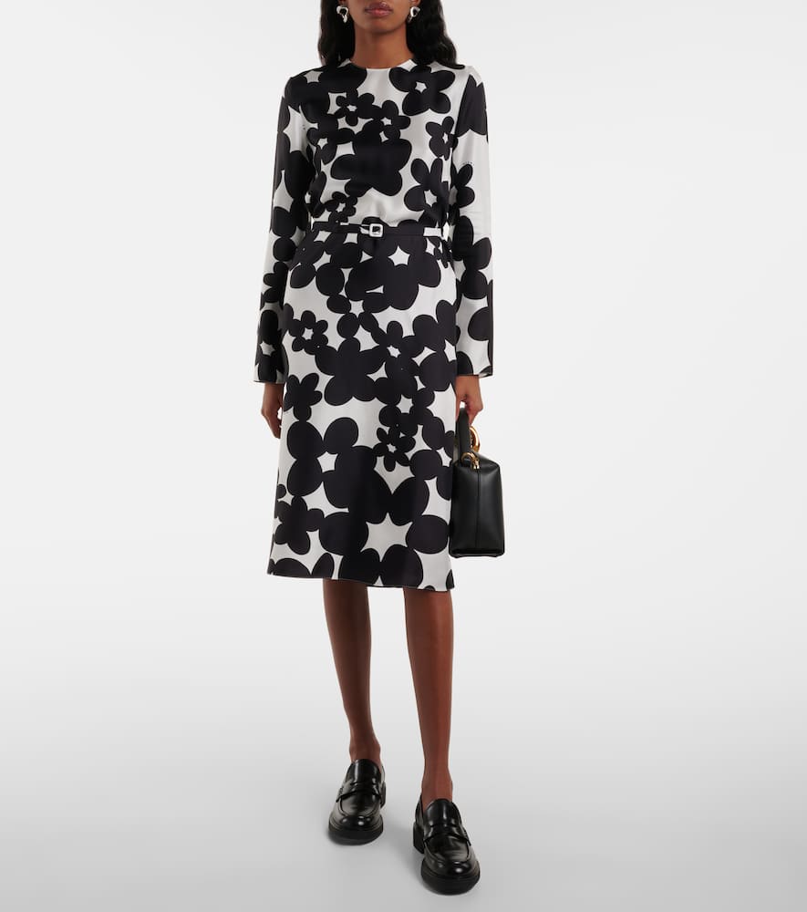 Printed silk midi dress
