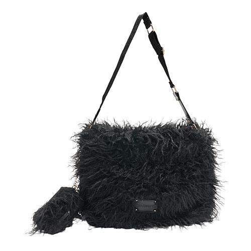 Curly Faux Fur Hobo Bag