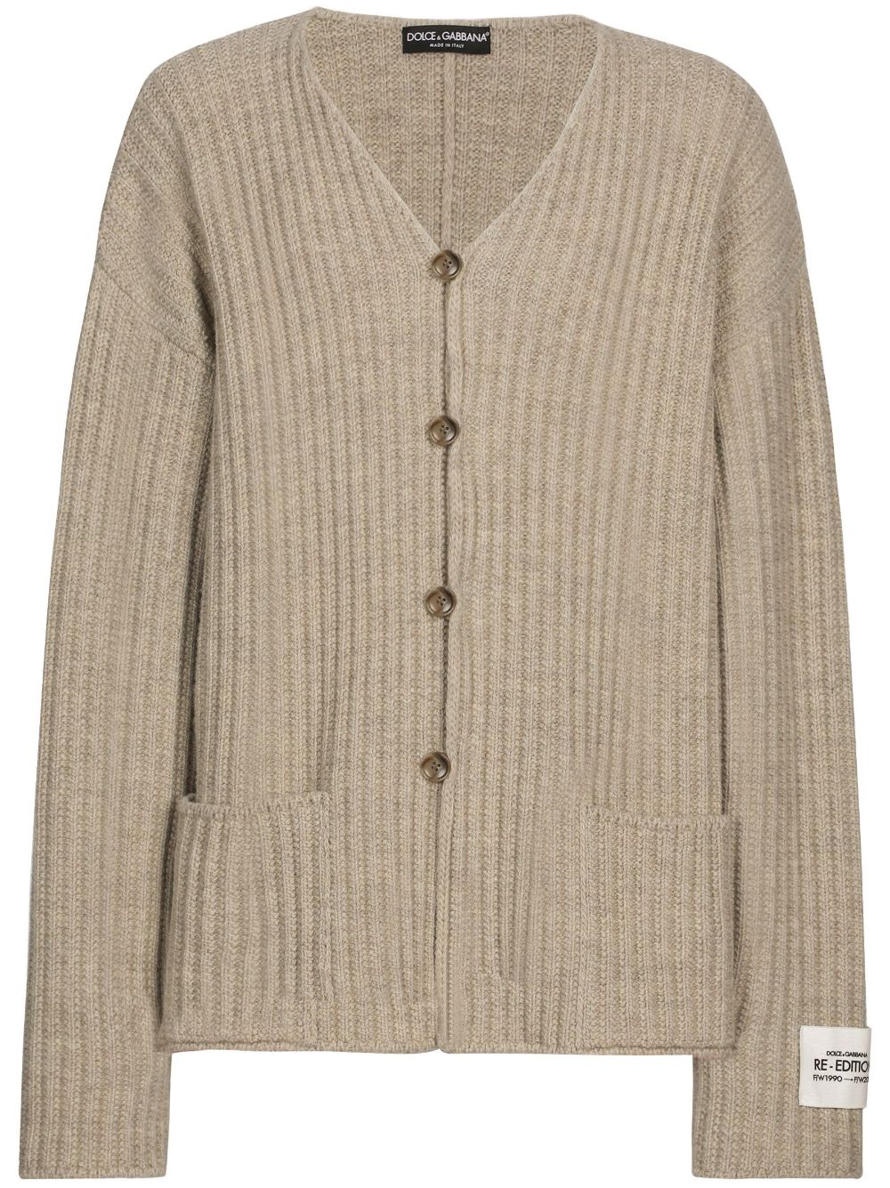 Logo-patch V-neck cardigan - Neutrals