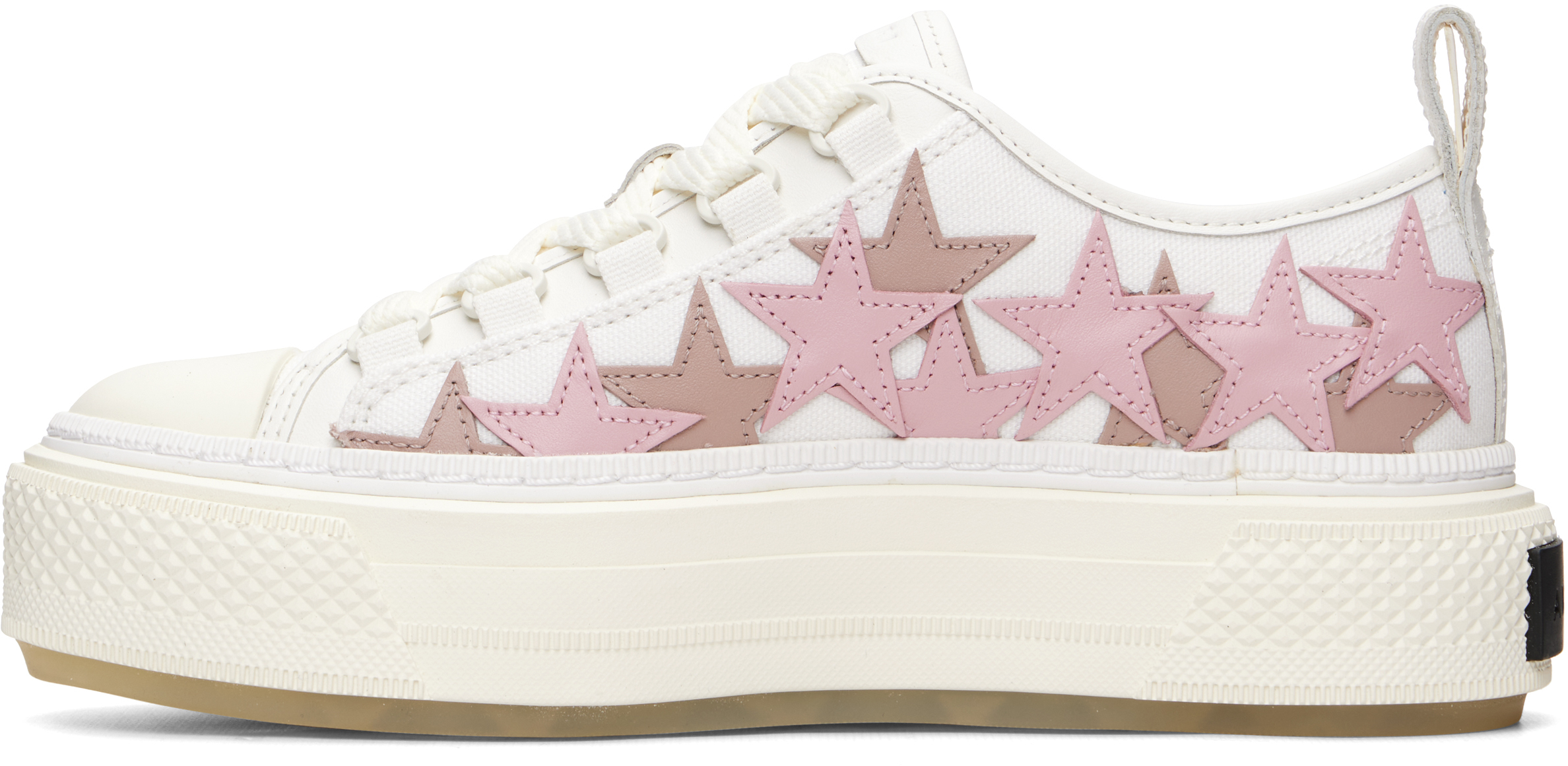 White & Pink Stars Court Low Sneakers