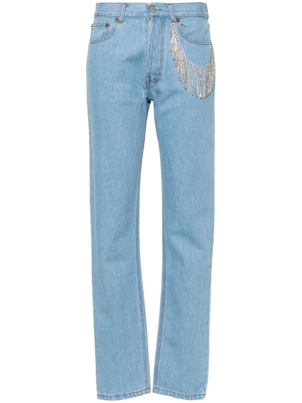 Crystal-embellished straight leg jeans - Blue